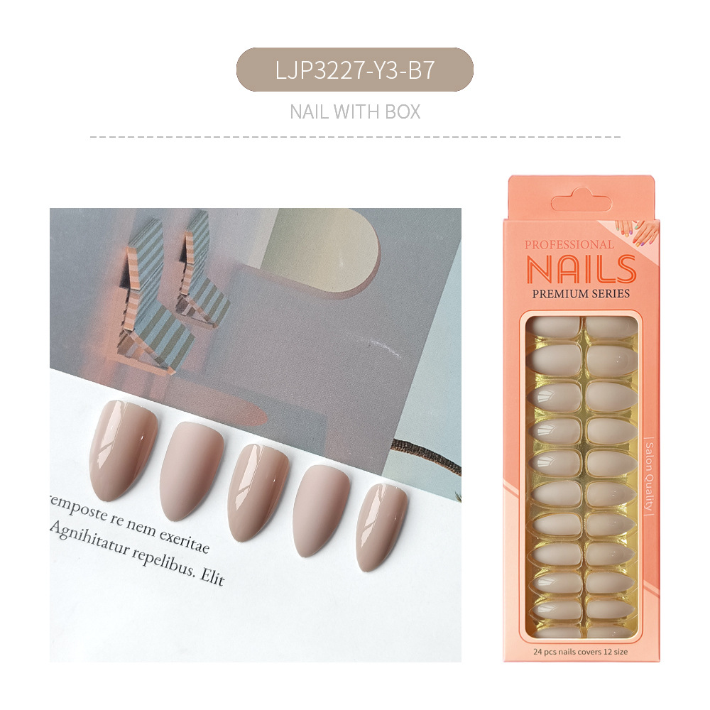 Uñas postizas removibles de color sólido brillante, 24 piezas, puntas de uñas largas en forma de almendra en una caja de papel, uñas de longitud media para decoración de uñas.