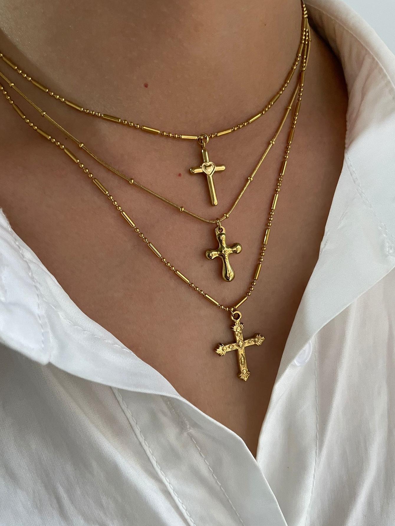 Titanium Steel Chain Material Wholesale Jewelry Modern Style Classic Style Cross Titanium Steel Plating Pendant Necklace