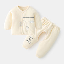 寶寶棉衣冬季中厚保暖套裝無骨嬰兒衣服0-3-6月加棉服兩件套