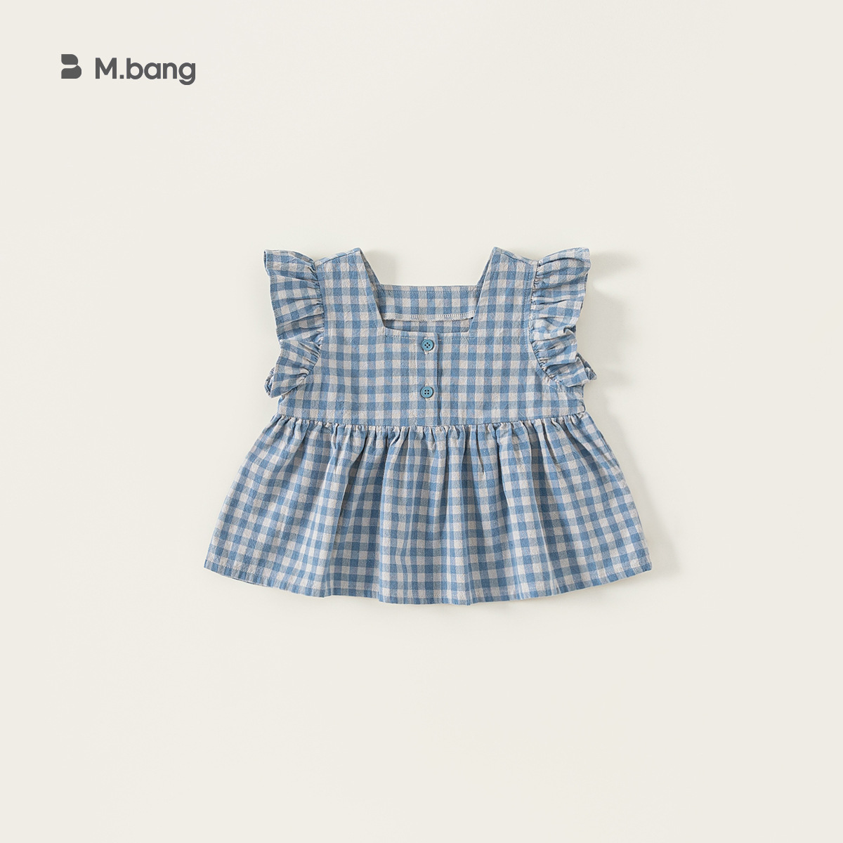 Youbao ropa para niños dulce verano nuevo producto blusa de cuello cuadrado para niños camisa de bebé a cuadros rosa para niñas pequeña camisa de manga voladora