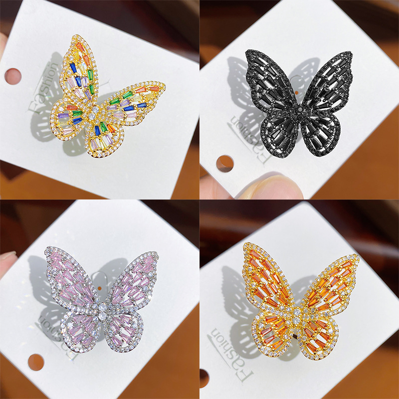Wholesale Jewelry Elegant Butterfly Copper Zircon Open Rings display picture 5