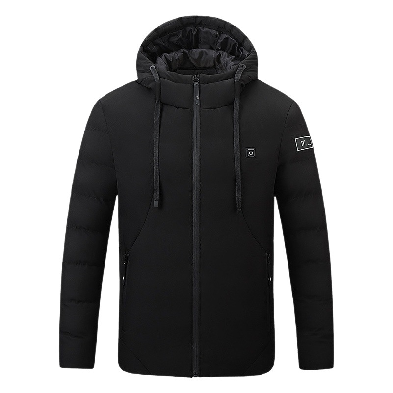 Autumn and winter heating clothing intelligent constant temperature men and women can wear USB heating cotton-padded jacket solid color hooded heating warm cotton-padded clothes