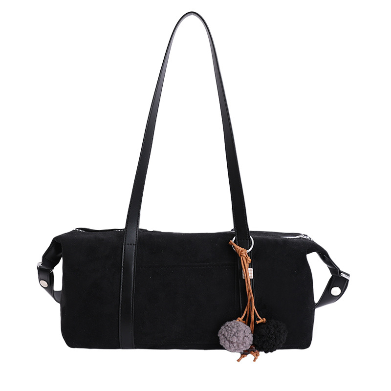 Women's Suede Winter Retro Matte Baguette Underarm Bag Large Capacity Versatile Casual Crossbody Bowling Bag - Thumbnail 5