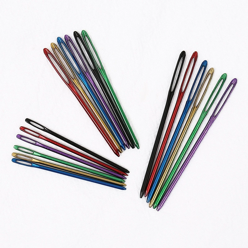 Цветная игла с тупым кончиком из оксида алюминия для домашнего шитья, игла для ручного шитья с большим отверстием, инструмент для вышивки крестиком ручной работы с тупым кончиком.