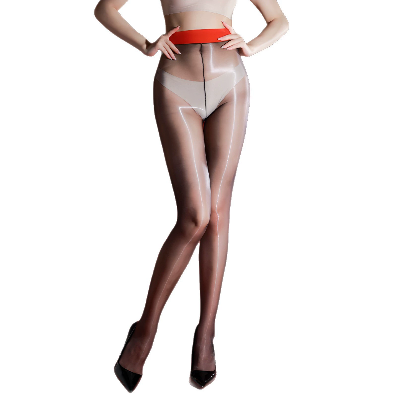 Sexy ultra thin silky retroreflective tights, high waist