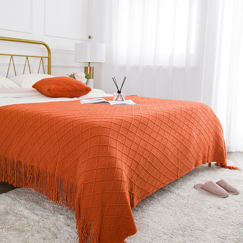 Toalla de cabecera retrógrada simple cama de alojamiento bandera cubierta decoración de apartamento de hotel red diamante jacquard bordilla