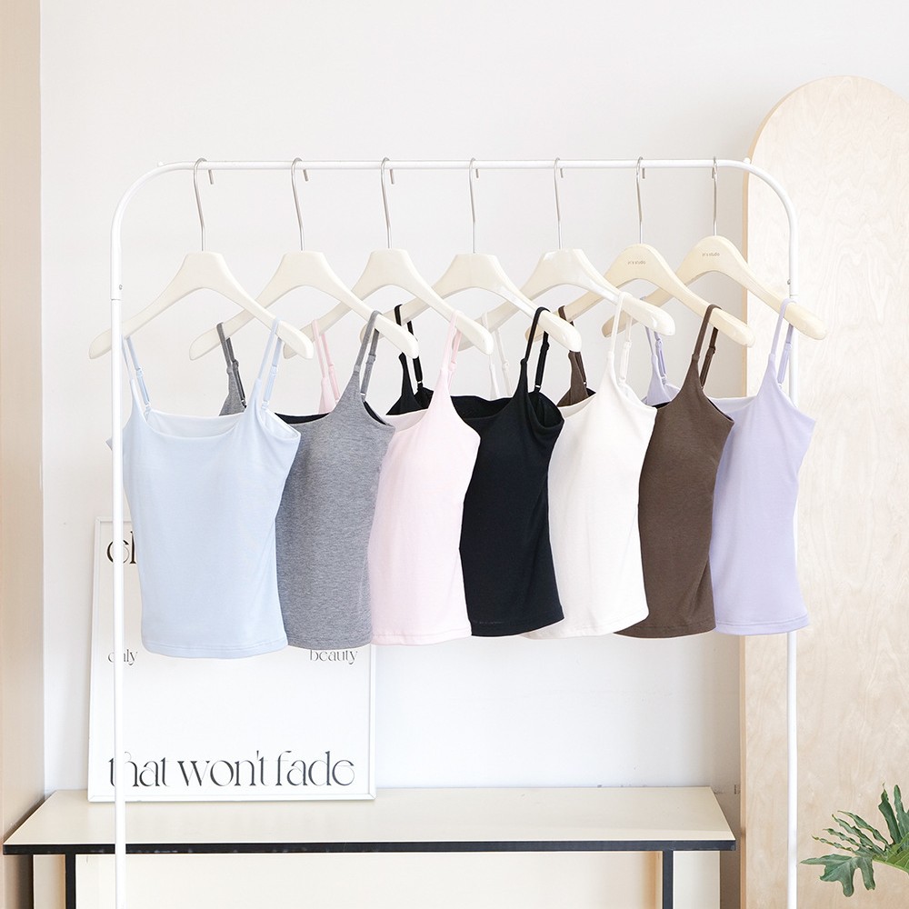 Magic Swan Neck Silk Sling Solid Color All-match Slim Look with Chest Pad Inner Wearing Outer Wearing Spice Girl Beautiful Back Base Women