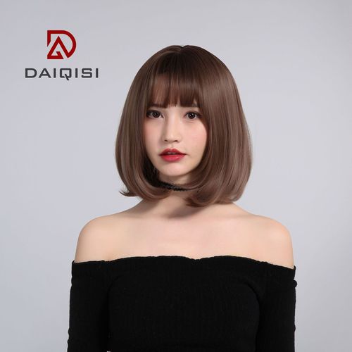 Oushuo Factory Wholesale False Hair for Women Short Pear Shaped Shoulder Full Head Wig Natural and Fluffy Collarbone Wavy Hair System