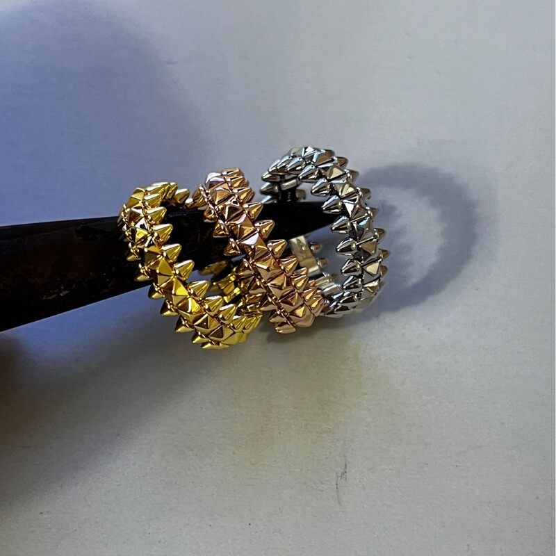 Kajia V Gold High Version Rivet Bullet Ring High-End Accessible Luxury Retro Precision Hot Style Factory Direct Sale