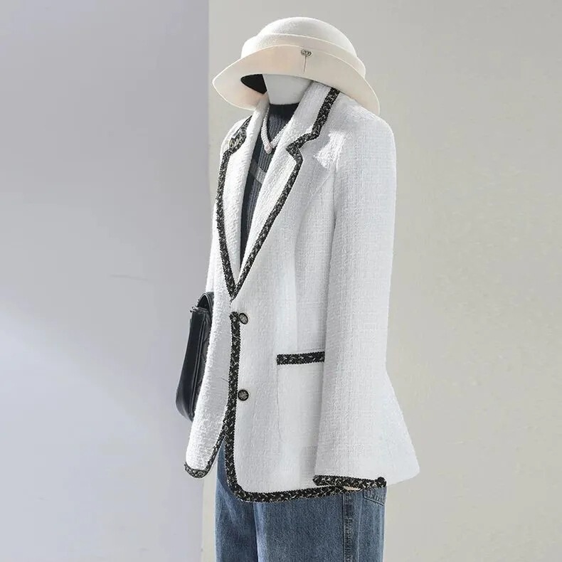 Tweed Blazer Women's Autum 2025 New Fashionable and Western Style Casual High-End White Suit