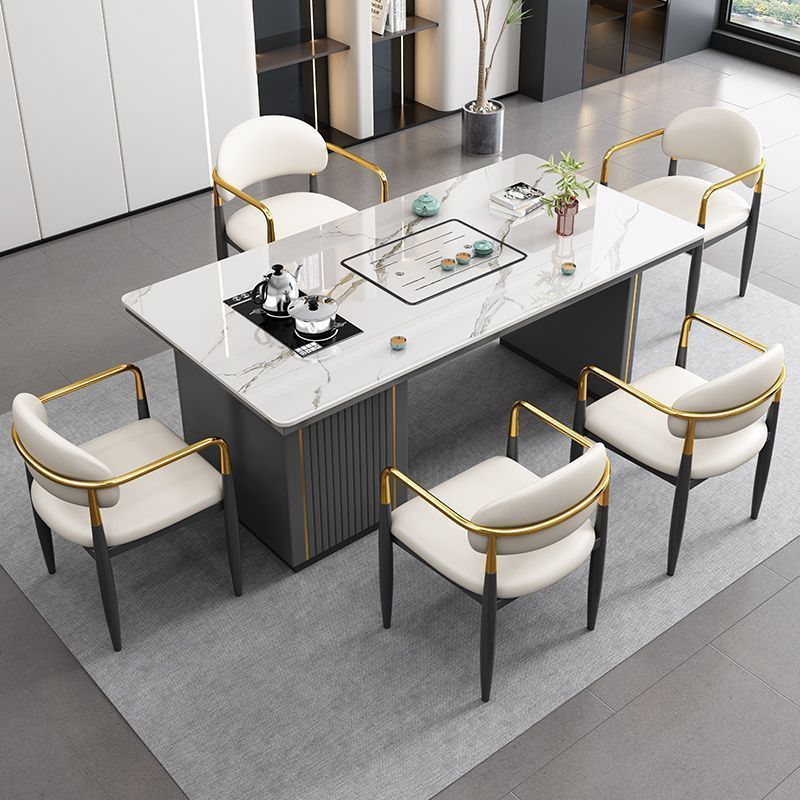 Mesa de té de tabla de roca en un conjunto completo de lujo ligero moderno simple oficina en el hogar silla de mesa de té multifuncional balcón de té