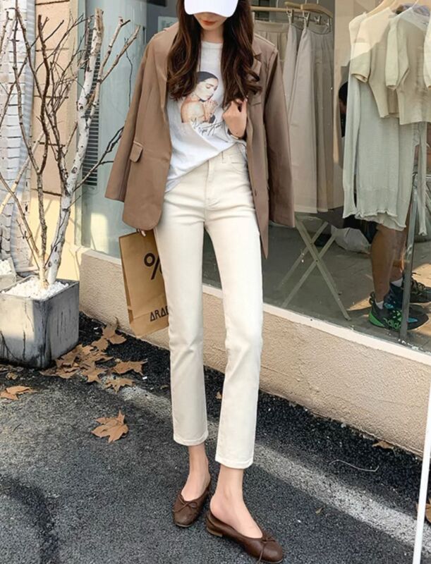 梵思羽2025新款直筒烟管九分牛仔裤女夏季薄款百搭法棍小脚裤6700|undefined