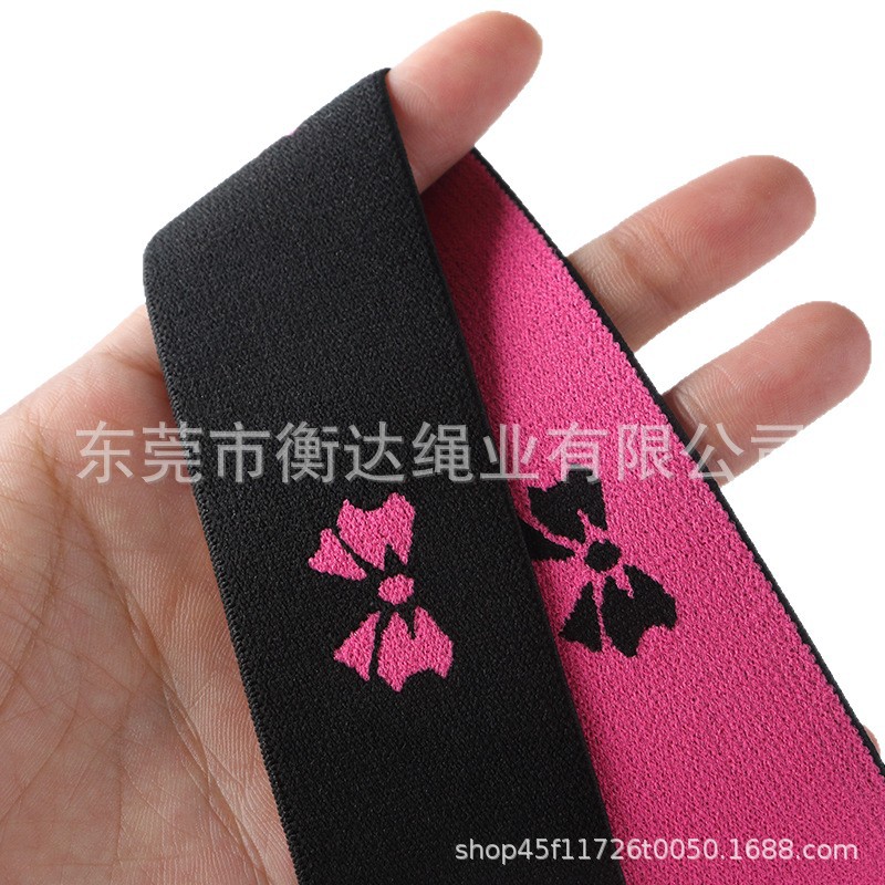 Fábrica de stock 3 - 3.5cm puro rosa negro arco jacquard elástico adornos para el cabello peluca ajuste elástico elástico