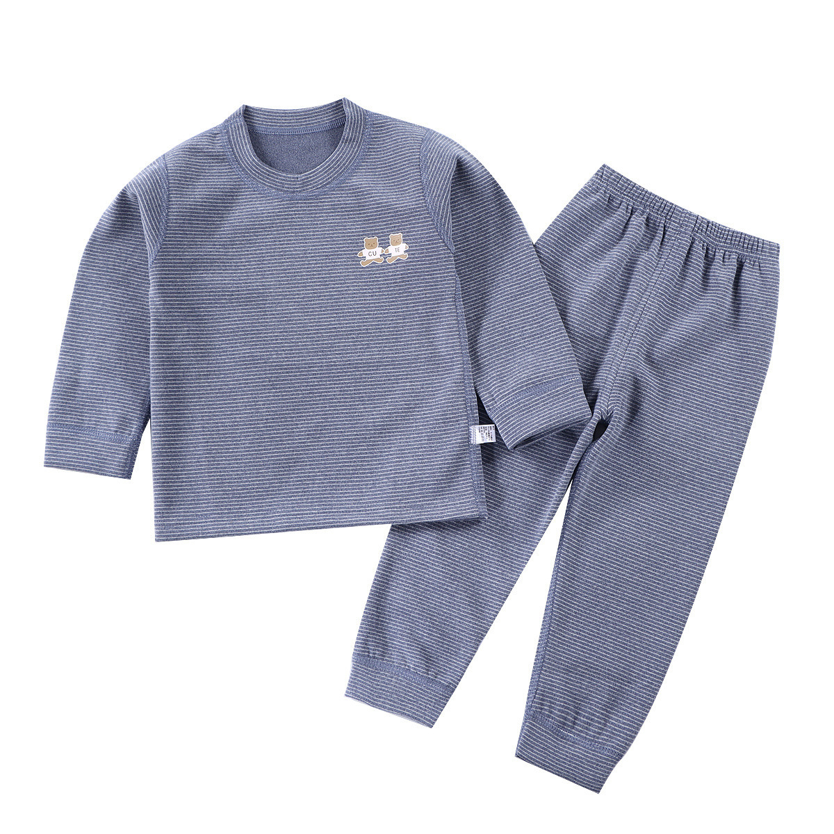 Niños sin hueso de ternero de cuello alto nuevo abrigo de otoño conjunto de pantalones de oro para hombres y mujeres estriado conjunto de ropa interior cálida