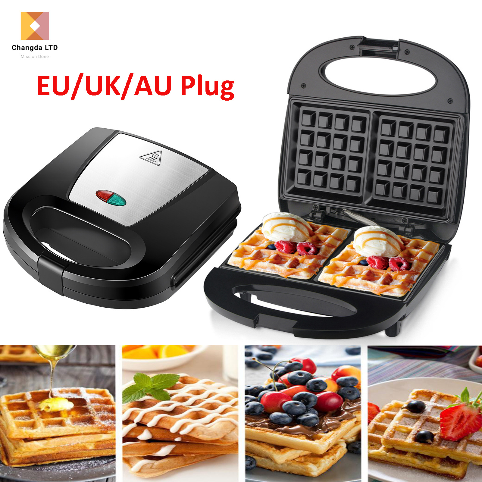 New Waffle Maker Cross-Border No Logo Meiji Machine Two-Slice Toaster Barbecue Machine Home Breakfast Machine