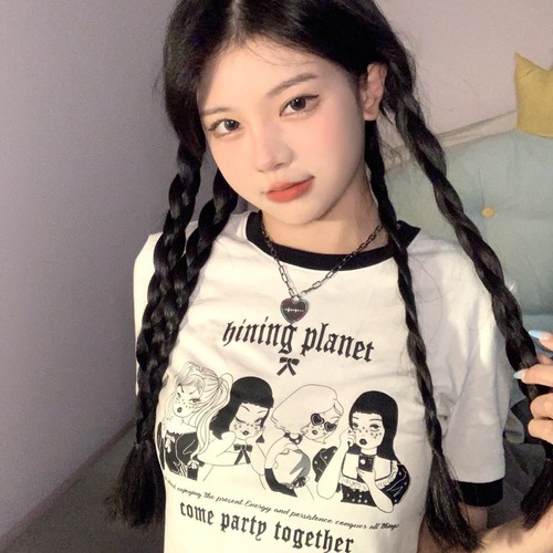 Sweet and Spicy Style Women's Short Sleeve T-Shirt Summer 2025 Design-Focused Fitted Revealing Navel Short Top for Students