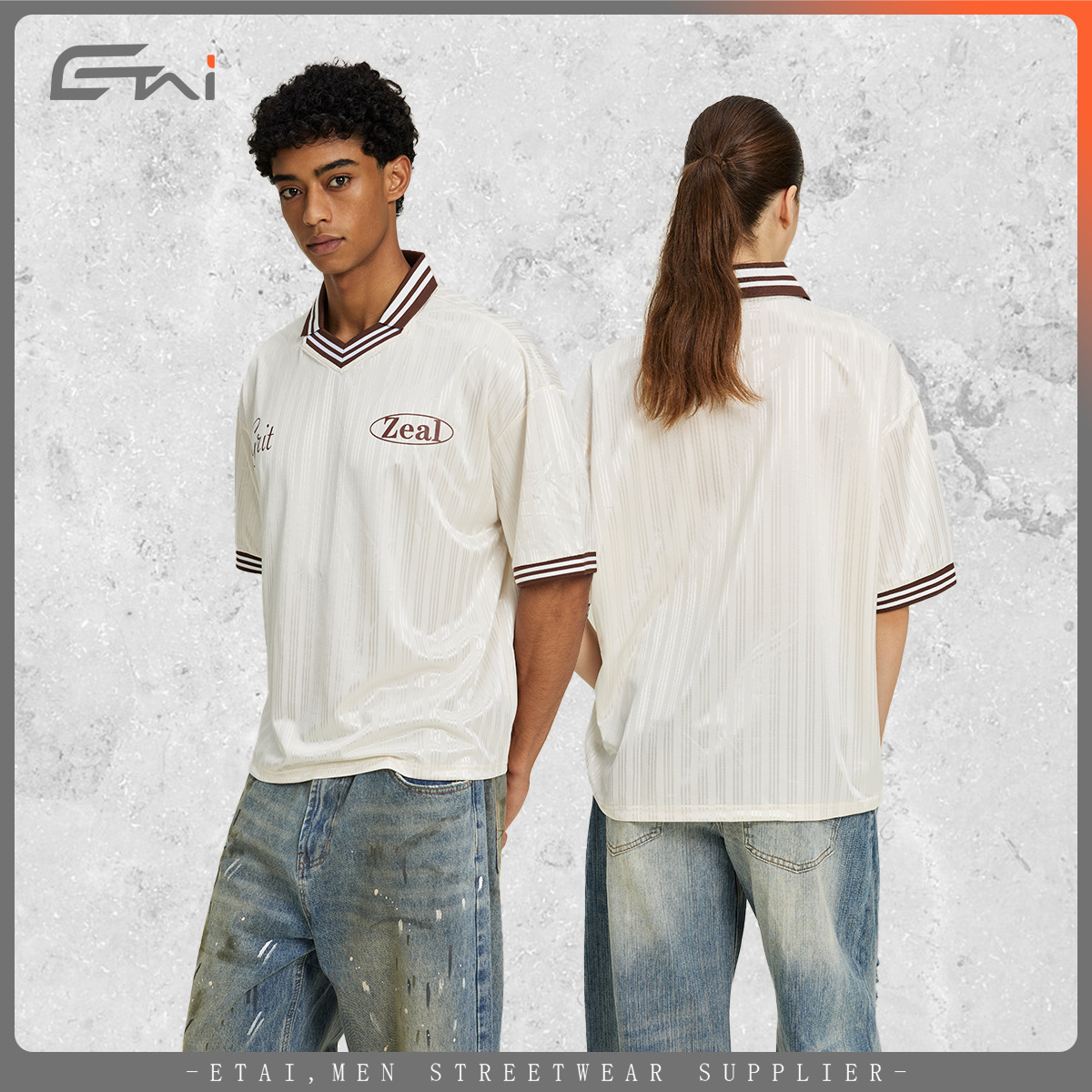 ETAI ropa de moda de verano para hombres polo camiseta de color contrastante camiseta ancha juvenil deportes casuales mangas cortas