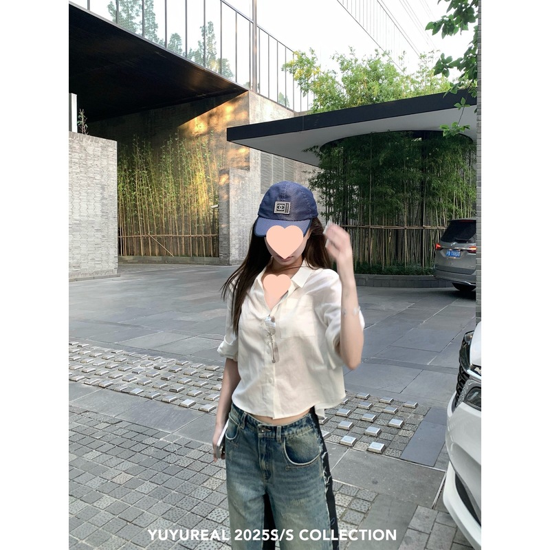 YUYU 自己交渉シンプルな立体カーリングスリーブ小さなショート夏の新しい半袖カジュアル甘くてクールなシャツ女性のための|undefined