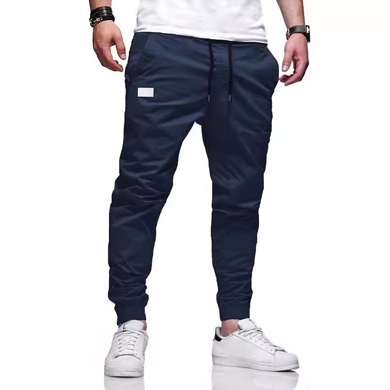 European Size In-Stock Amazon Cross-Border Four-Season Straight-Leg Long Pants Men's Casual Sports Cotton Drawstring Jogger Cargo Pants