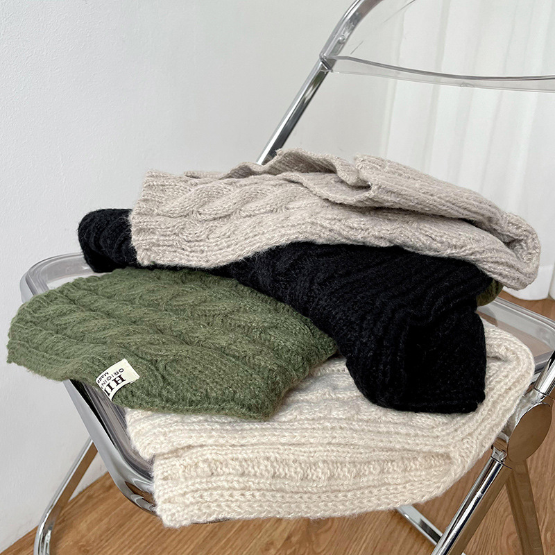 Otoño e Invierno estilo coreano color sólido giro caliente suéter bufanda de cuello alto split bufanda de punto exterior cabo chal bufanda