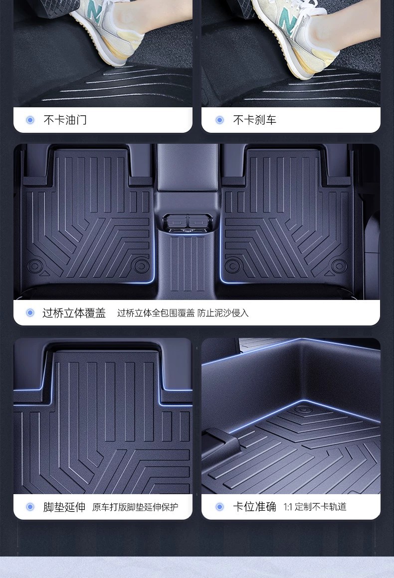 TPE car floor mats, full-coverage trunk mat, high-elasticity, eco-friendly, waterproof, odorless, wear-resistant TPE floor mats