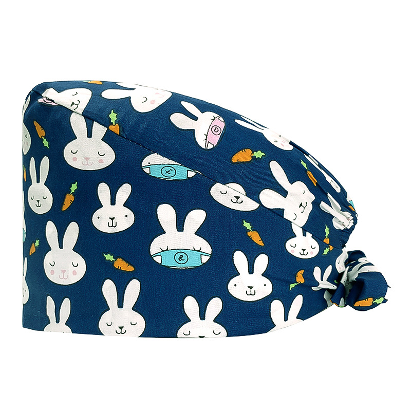 Gorro quirúrgico de algodón puro de las mujeres impreso ajustable calabaza tapa confinamiento quimioterapia a prueba de polvo puntera enfermera trabajo sombrero hombres