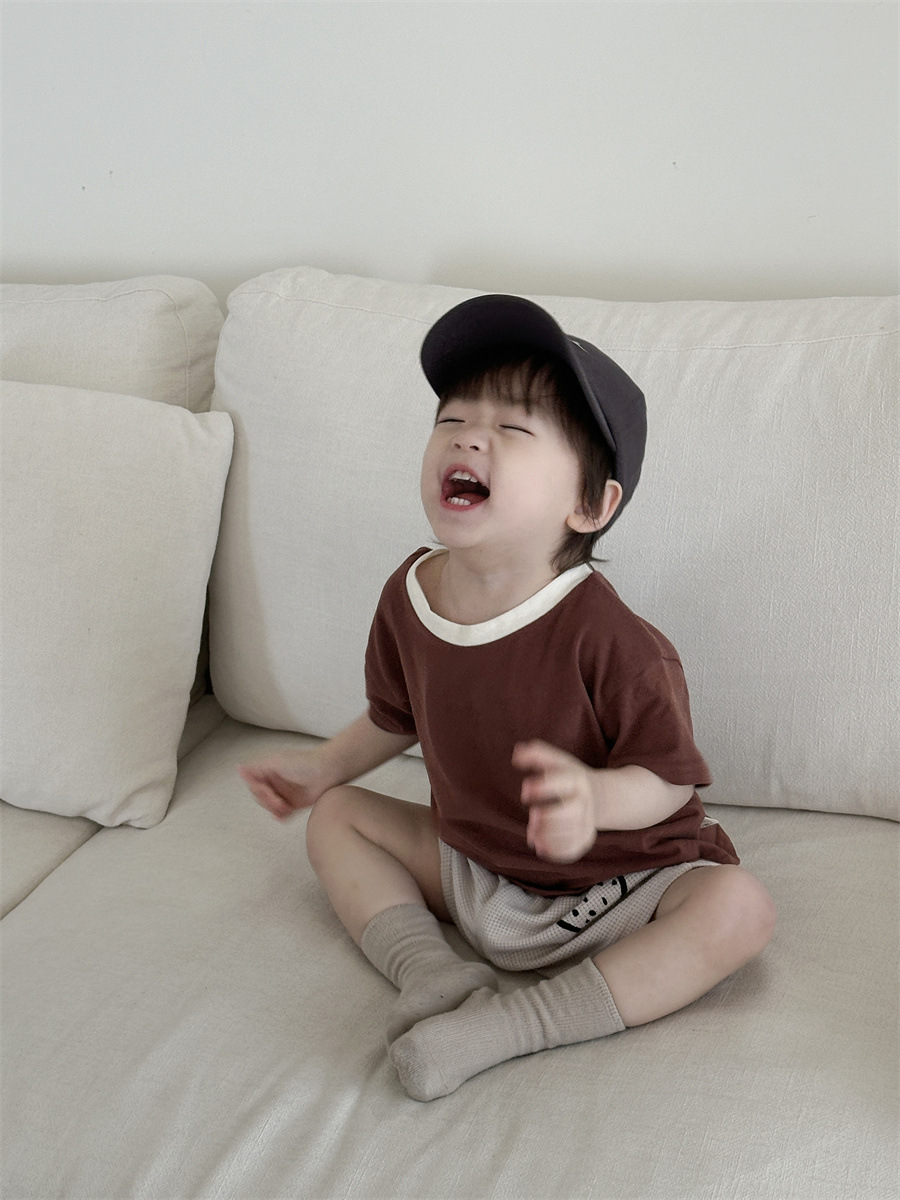 Conjunto de camiseta de manga corta y pantalones cortos de verano para niños, ropa infantil fina de estilo coreano, ropa de verano para bebés, ropa de verano para niños