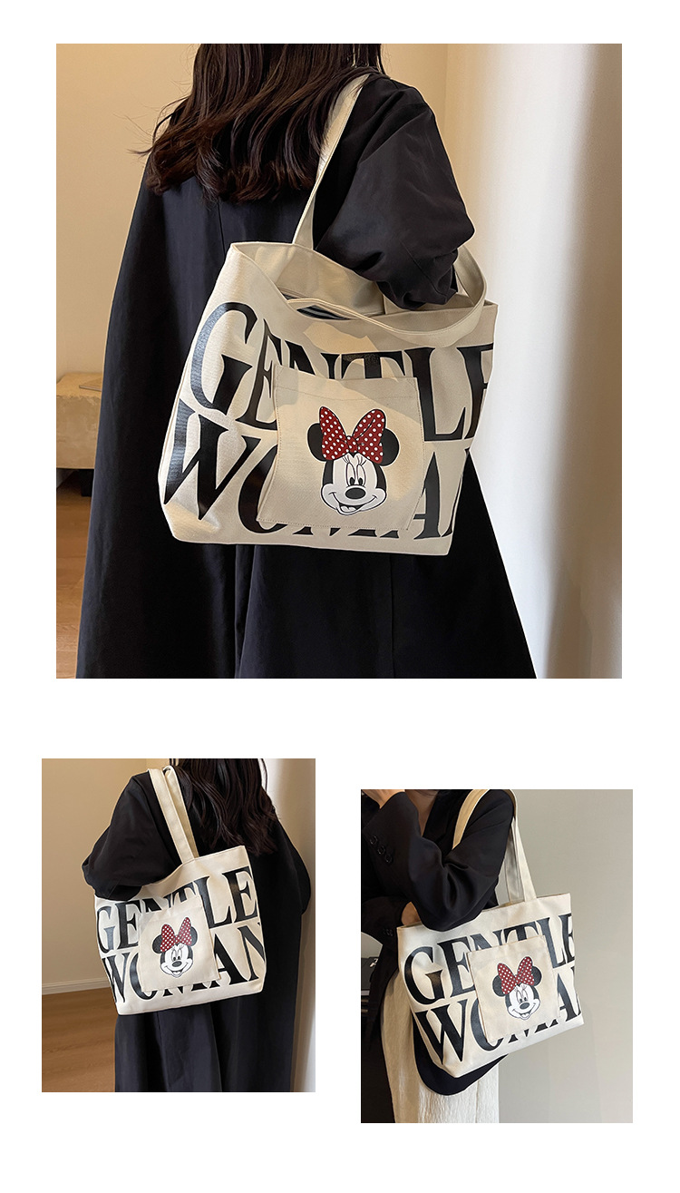2024 New canvas bag for women, single-shoulder, student, book, large-capacity hand-held bag with zipper, versatile for office workers' commuting Application Scenario