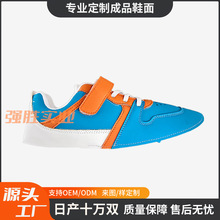 加工定制工厂upper成品鞋面透气舒童鞋帮皮革PU拼接系带外贸vamp