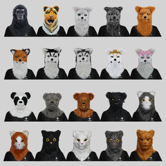 Animal Masks for Costume Party Halloween Props, including Wolf, Tiger, and Gorilla Heads