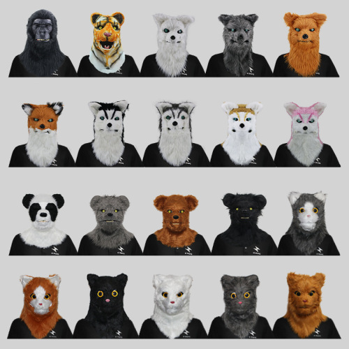 Animal Masks for Costume Party Halloween Props, including Wolf, Tiger, and Gorilla Heads