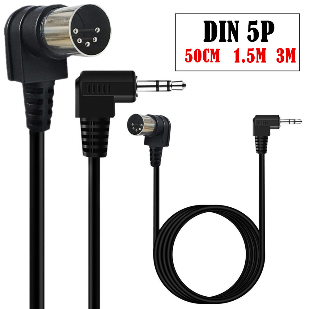 3.5mm 双弯头音频插头转MIDI 5芯转接线电脑音频输出MIDI5芯DIN5P