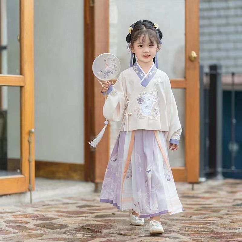 [Teacher Recommended] New Hanfu for Children, Girls' Spring and Autumn Long-Sleeve Tang Dynasty Style Dress, Chinese Style Super Fairy Dress