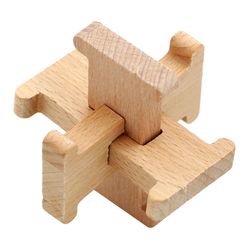 Cerradura de Kongming de juguete de madera para niños Cerradura de Kongming Cerradura de Luban Juego completo de embutir clásica de juguete de madera Cerradura de Kongming