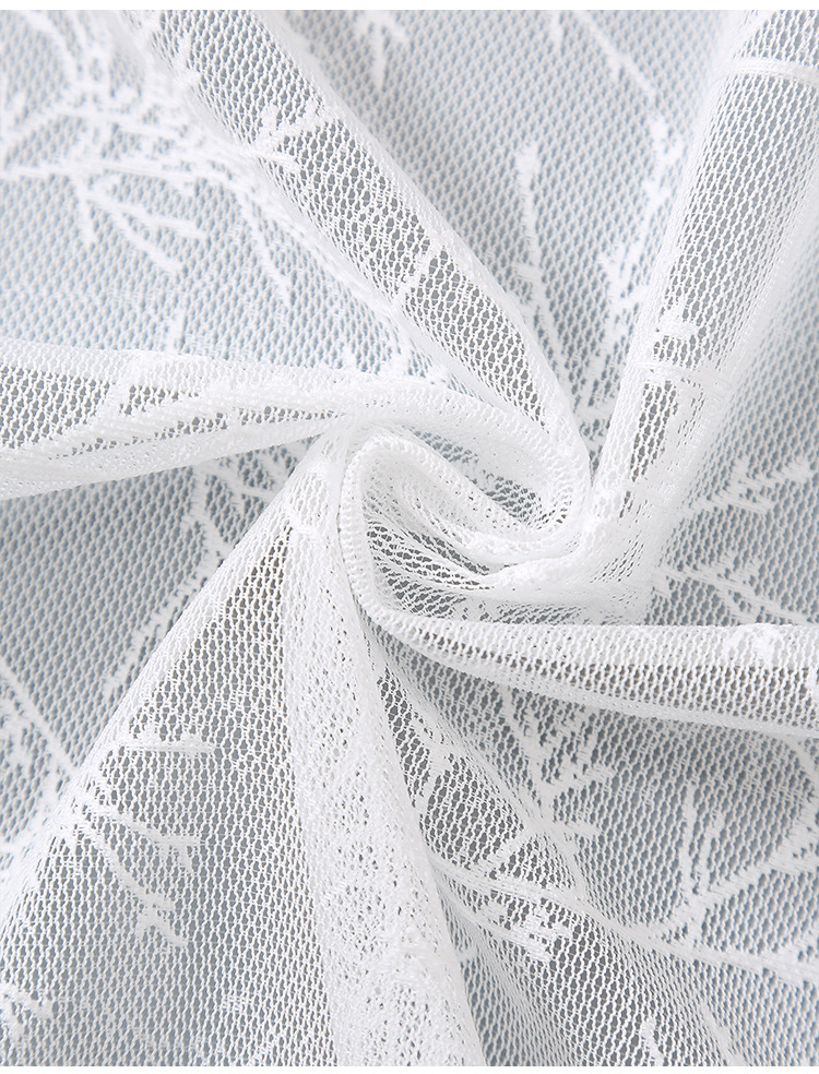 Einfache weiße Hintergrund Zweig Spitzenvorhänge Wohnzimmer Küche Balkon Studie Spitze Halbschattierung dekorative Vorhänge_voghion.com