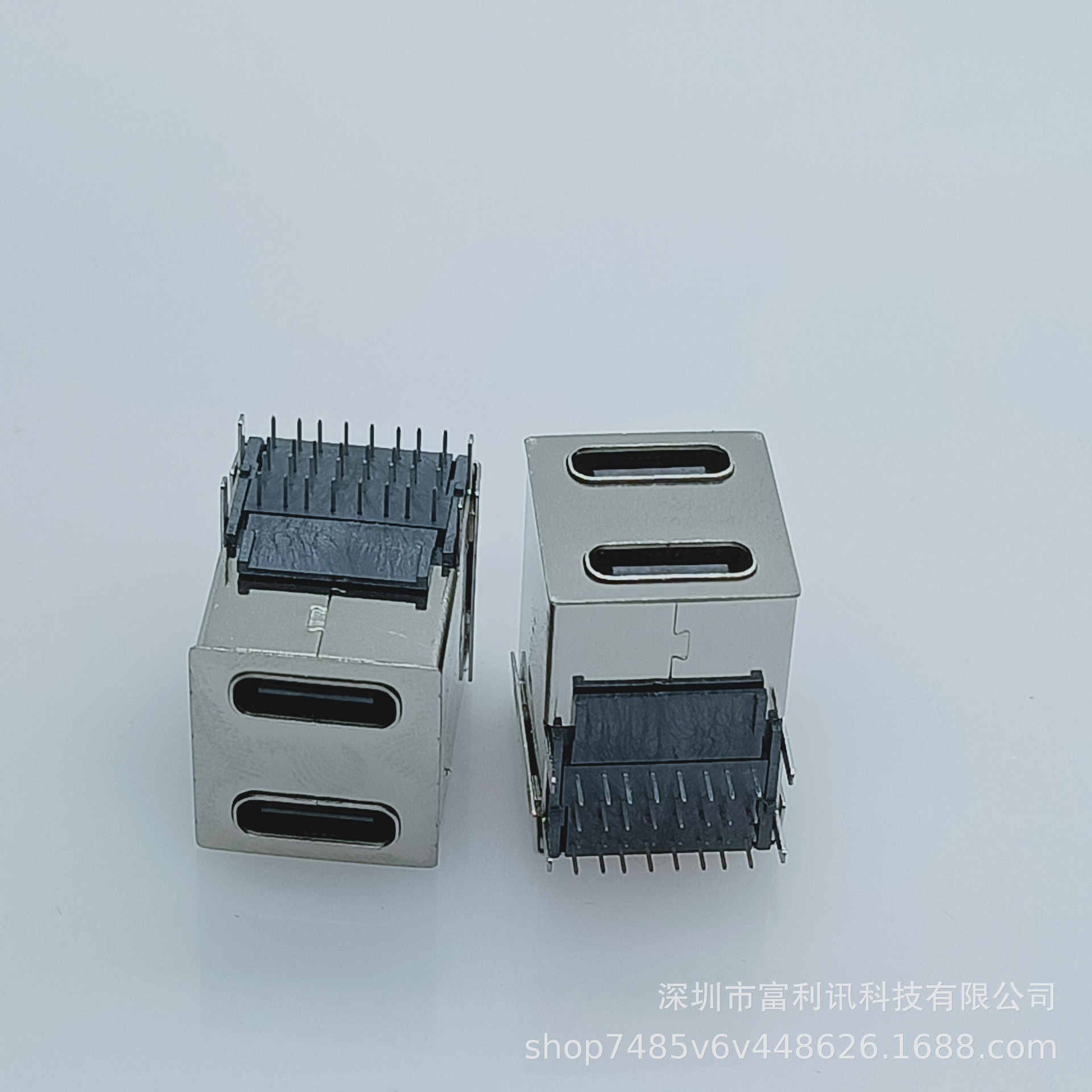 双层Type-C 3.116+16 母座卧式插板DIP 双层USB母头90度多口插座-阿里巴巴