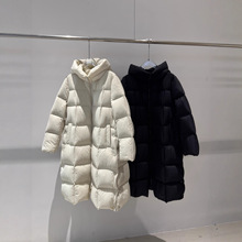 2025冬季新款女装气质百搭中长款纯色连帽羽绒服外套 004110