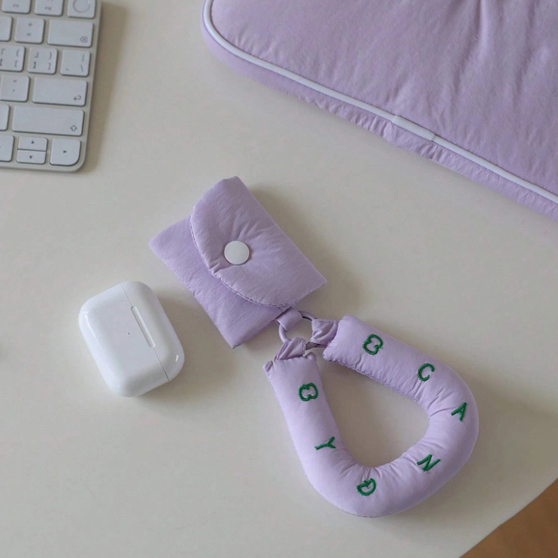 深圳跨境工厂差异化开发客制ins韩版裥棉蓝牙耳机保护套刺绣AirPo