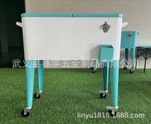 75L metal cooler box 外贸推车款金属保温箱厂家直销 配套烧烤炉