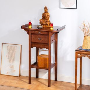Chinese-style Buddhist Shine Sacred Table Buddhist Table Home Economy Divine Table Buddha Statues Guan Gong Sacred Table Bodhisattva God of Wealth Table Fragrant Table Tribute Table