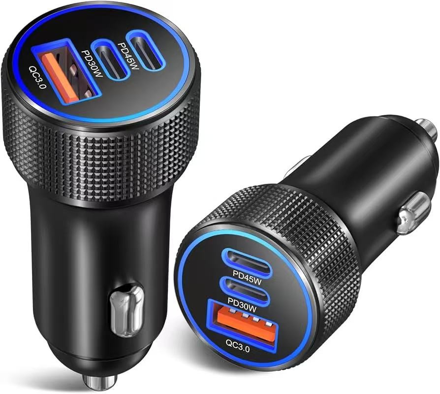Cross-Border Embossed Aluminum Alloy Car Charger Threaded Car Charger Pd30W Car Mobile Phone Charger Car Charging