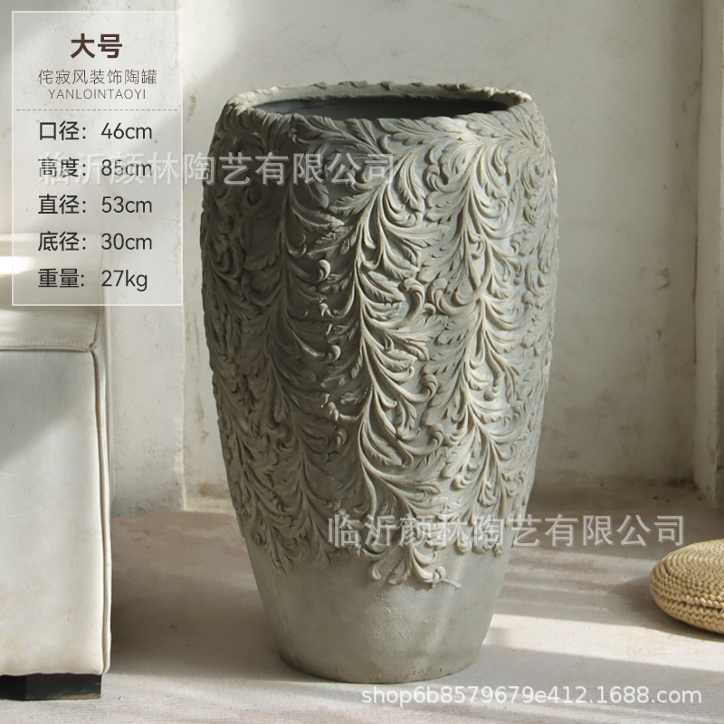 Nórdico en relieve de cemento maceta alta sala de estar balcón hotel patio de gran calibre maceta verde decoración del centro comercial