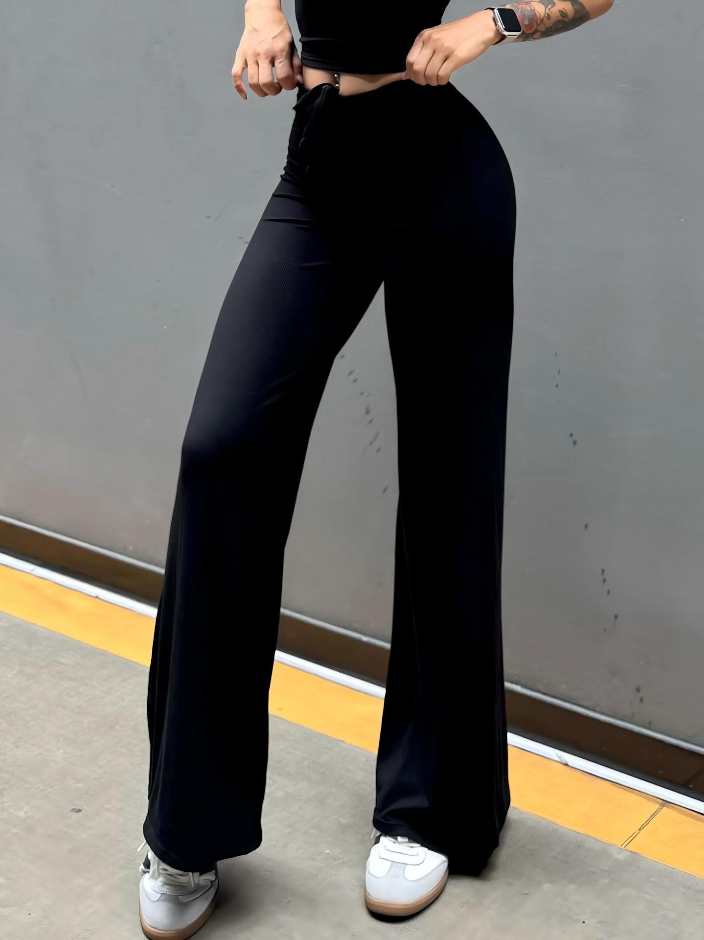 Pantalón perezoso que muestra la elasticidad de la cadera, enorme y cómodo drapeado, cintura pequeña pura, yoga recto, fitness, pantalones deportivos de ocio, mujeres