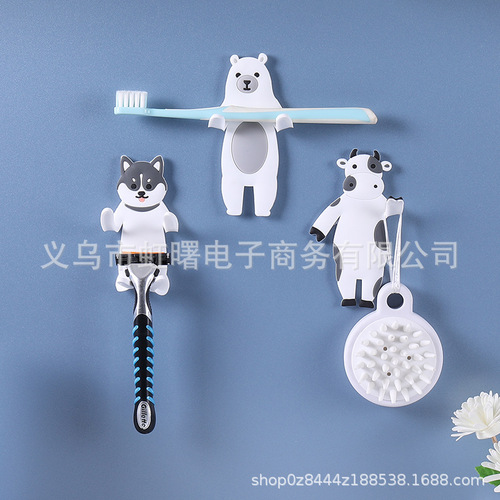 Creative Cute Pet Bendable Fun PVC Soft Glue Seamless Adhesive Hook Cartoon Animal Hook