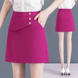 2025夏季新款高腰显瘦半身裙女遮胯包臀裙百搭西装料a字裙垂感潮