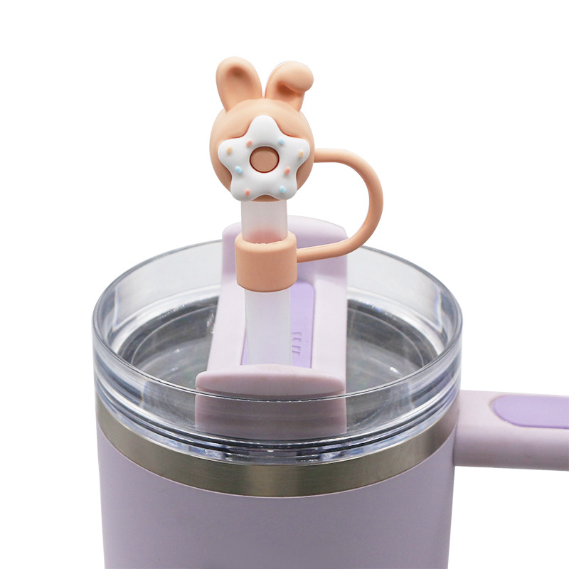 Nuevo producto Transfronterizo Amazon 8-10mm grado de protección ambiental tapa de pajita de PVC cubierta protectora de tubo a prueba de polvo de dibujos animados tridimensional