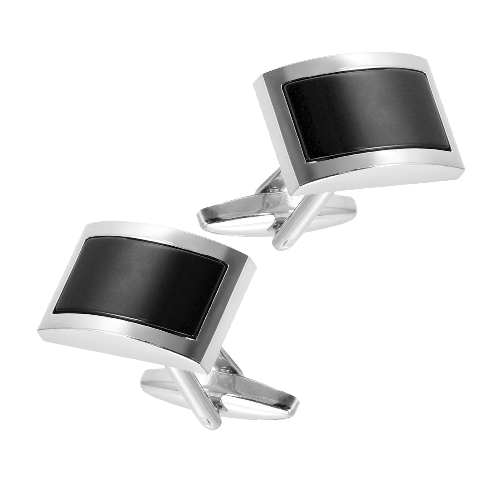 Cruz-Border hombres de negocios de gama alta K Oro Negro ágata curvo francés gemelos camisa traje formal gemelos