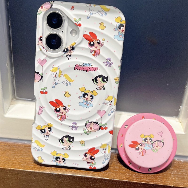 Linda niña de dibujos animados 15ProMax magnéticamente absorbente de ondas iPhone16 funda para teléfono móvil apple 14 hembra 13 duro