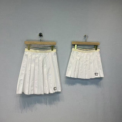 南油女装25M家夏季新款甜美减龄条纹字母刺绣高腰百褶半身裙女