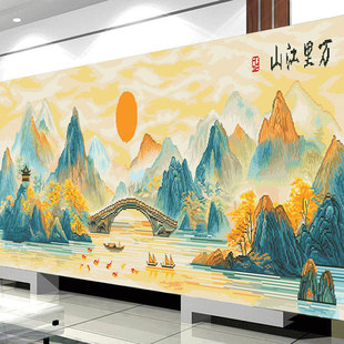 2025 New Cross-Stitch Painting of Picturesque Landscapes, Living Room Scenery Full Embroidery, Simple Modern Handmade DIY Embroidery